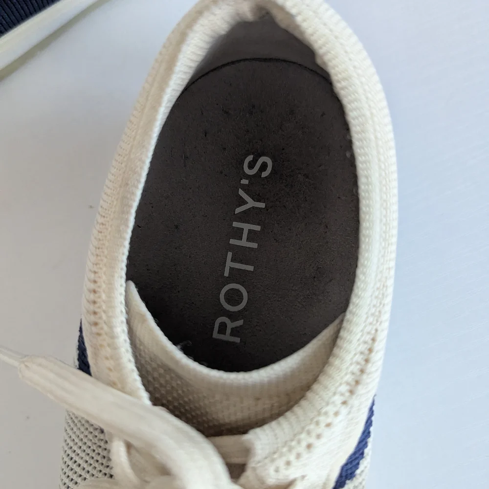 Rothy's Blue and Cream Sneakers Casual Low-Top Design - Picture 6 of 9